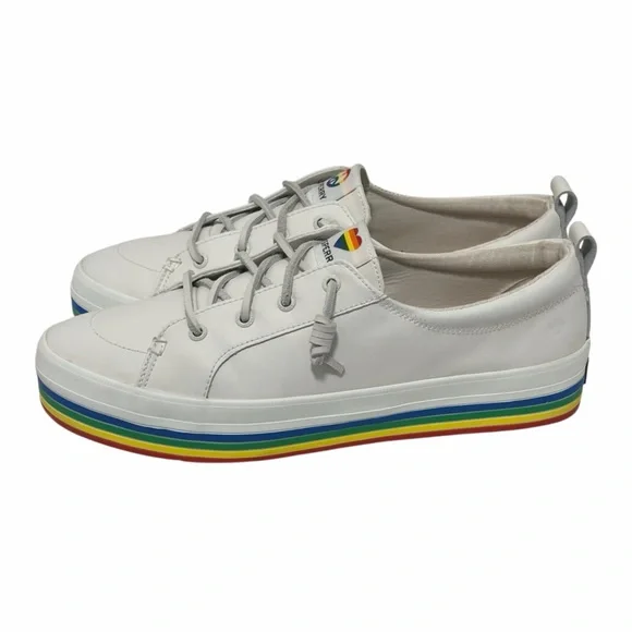 Sperry Crest Vibe Pride Collection Leather Sneakers - Worn 1x - Women’s 10 - Picture 2 of 11